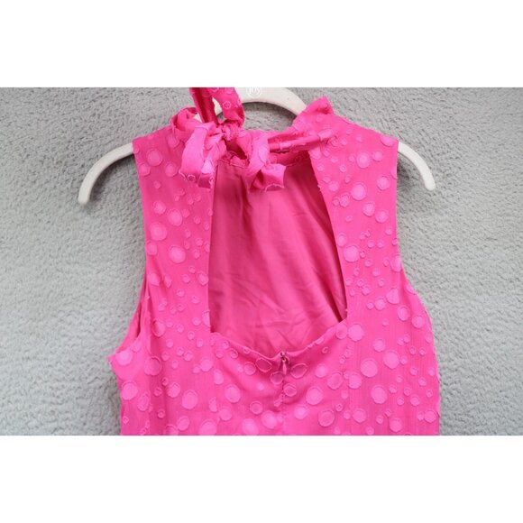 Eliza J. Pink Chiffon Cut Out Ruffle Dress-Size 12-Back Tie-Lined-Beachy - Picture 10 of 12